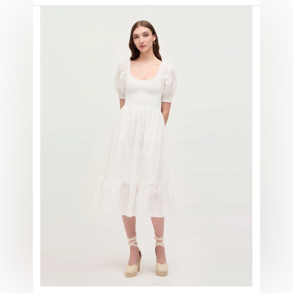 The Eyelet Louisa Nap Dress White Size Large, Excellent Used Condition